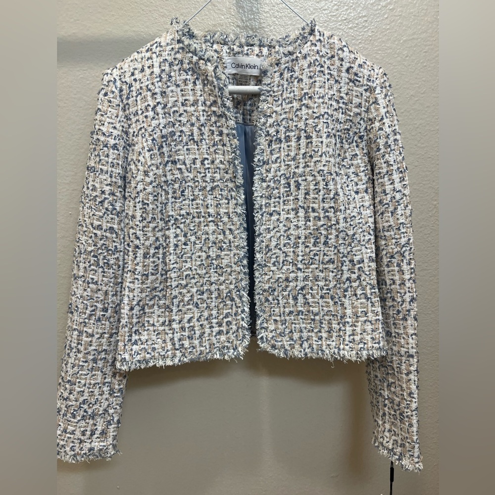 Calvin Klein tweed jacket open front size 2Petite